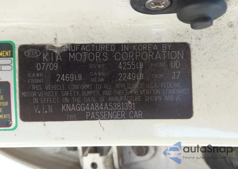 2010 Kia Optima Lx from USA, damaged, VIN KNAGG4A84A5381391